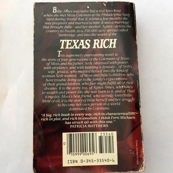 ⭐️5 for $15⭐️ Texas Rich by Fern Michaels | Book - Picture 2 of 2